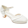 Sapatos de Noiva de Salto Baixo Confortaveis, Cobertos de Renda