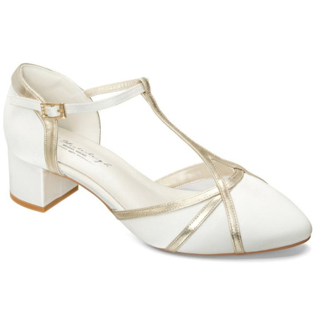 Sapatos Noiva com Saltos Baixos e Grossos Elegantes e Confortáveis.