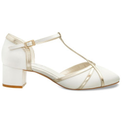 Sapatos Noiva com Saltos Baixos e Grossos Elegantes e Confortáveis.