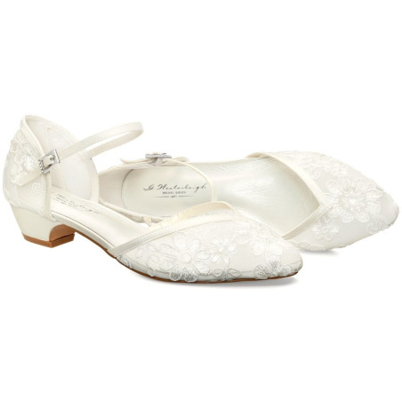 Sapatos noiva baixos com renda