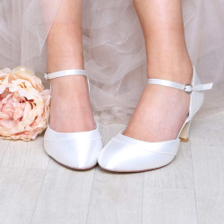 Sapatos Noiva Lisos de Cetim Saltos Medios, Bonitos e Confortáveis
