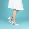 Sapatos Noiva Brancos e Prata Saltos Cuadrados Medios 6,8cm.
