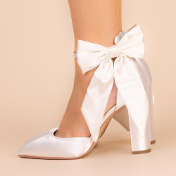 Sapatos Noiva Baratos Fechados com Saltos Grossos Muito Altos