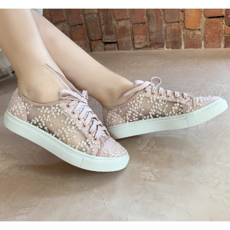 Sapatilhas Noiva tipo Tenis, cor de rosa