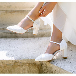 Sapatos Noiva Saltos Cuadrados Muito Confortáveis, Interior em Pele