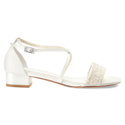 Sandalias Noiva com Pérolas Elegantes e Confortáveis Salto 3cm