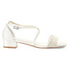 Sandalias Noiva com Pérolas Elegantes e Confortáveis Salto 3cm