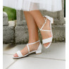 Sandalias Noiva com Pérolas Elegantes e Confortáveis Salto 3cm
