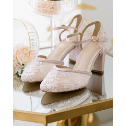 Sapatos Noiva Cor Rosa Claro - Blush. Sapatos Noiva Salto Grosso
