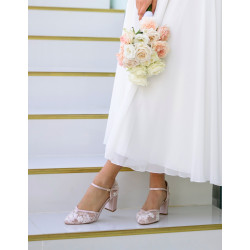 Sapatos Noiva Cor Rosa Claro - Blush. Sapatos Noiva Salto Grosso