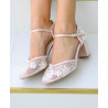 Sapatos Novia renda cor rosa muito claro