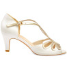 Sapatos Noiva Baratos Branco e Dourado Saltos Baixos