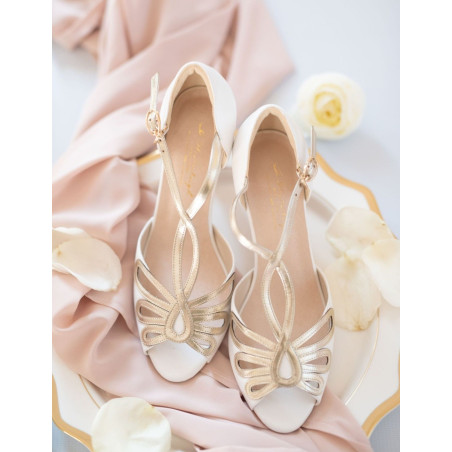 sandalias sapatos Noiva branco e dourado baratos Portugal