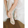 Sapatos Noiva Baratos Branco e Dourado Saltos Baixos