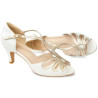 Sapatos Noiva Baratos Branco e Dourado Saltos Baixos