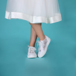 Sapatilhas tenis de renda para noivas