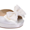 Sapatos de noiva com plataforma e laço, salto grosso 10 cm