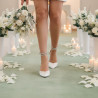 Sapato Noiva Salto Baixo Cristais | Cetim Marfim Feito à Mão