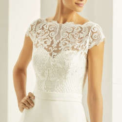 Bolero de Renda Chic e manga Curta para Vestidos de Noiva