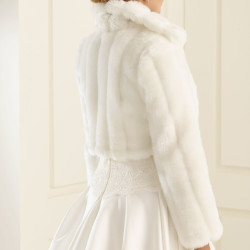 Bolero noiva. Casaco pele imitação cor marfim para noivas