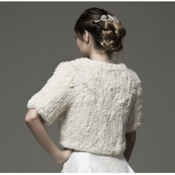 Casaco bolero de noiva em pele para casamento inverno
